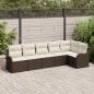Preview: ARDEBO.de - 6-teiliges Garten-Sofa-Set mit Kissen Braunes Poly-Rattan, 2-Sitzer Garten-Sofa mit Stauraum & Kissen Braunes Poly-Rattan