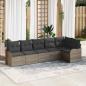 Preview: ARDEBO.de - 6-teiliges Garten Sofa Set mit Kissen Grau Poly Rattan, 2-Sitzer Garten Sofa mit Stauraum & Kissen Grau Poly Rattan