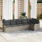 Preview: ARDEBO.de - 6-teiliges Garten Sofa Set mit Kissen Helles Graues Poly Rattan, 2-Sitzer Garten Sofa mit Stauraum & Kissen Helles Graues Poly Rattan
