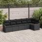 Preview: ARDEBO.de - 6-teiliges Garten Sofa Set mit Kissen Schwarz Poly-Rattan, 2-Sitzer Garten Sofa mit Stauraum & Kissen Schwarz Poly-Rattan