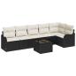 Preview: 6-teiliges Garten-Sofa Set mit Kissen Braun Poly Rattan, 2-Sitzer Garten-Sofa mit Stauraum & Kissen Schwarz Poly Rattan