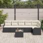 Preview: 6-teiliges Garten-Sofa Set mit Kissen Braun Poly Rattan, 2-Sitzer Garten-Sofa mit Stauraum & Kissen Schwarz Poly Rattan