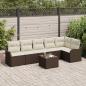 Preview: ARDEBO.de - 6-teiliges Garten Sofa Set mit Kissen Grau Poly Rattan, 2-Sitzer Garten Sofa mit Stauraum & Kissen Braun Poly Rattan