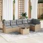 Preview: ARDEBO.de - 7-teiliges Garten Sofa Set mit Kissen Schwarz Poly Rattan, 2-Sitzer Garten Sofa mit Stauraum & Kissen Beige Poly Rattan