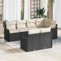 Preview: ARDEBO.de - 7-teiliges Garten Sofa Set mit Kissen Schwarz Poly Rattan, 2-Sitzer Garten Sofa mit Stauraum & Kissen Schwarz Poly Rattan