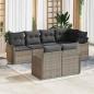 Preview: ARDEBO.de - 7-teiliges Garten-Sofa-Set mit Kissen Grau Poly Rattan, 2-Sitzer Garten-Sofa mit Stauraum & Kissen Grau Poly Rattan