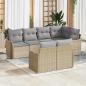 Preview: ARDEBO.de - 7-teiliges Garten Sofa Set mit Kissen Beige Poly Rattan, 2-Sitzer Garten Sofa mit Stauraum & Kissen Beige Poly Rattan