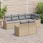 Preview: 7-teiliges Garten Sofa Set mit Kissen Beige Poly Rattan, 2-Sitzer Garten Sofa mit Stauraum & Kissen Beige Poly Rattan