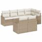 Preview: 7-teiliges Garten-Sofa-Set mit Kissen beige Poly Rattan, 2-Sitzer Garten-Sofa mit Stauraum & Kissen beige Poly Rattan