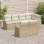 Preview: 7-teiliges Garten-Sofa-Set mit Kissen beige Poly Rattan, 2-Sitzer Garten-Sofa mit Stauraum & Kissen beige Poly Rattan