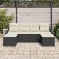 Preview: 6-teiliges Garten Sofa Set mit Kissen Schwarz Poly Rattan, 2-Sitzer Garten Sofa mit Stauraum&Kissen Schwarz Poly Rattan