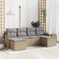 Preview: ARDEBO.de - 6-teiliges Garten Sofa Set mit Kissen Beige Poly Rattan, 2-Sitzer Garten Sofa mit Stauraum & Kissen Beige Poly Rattan