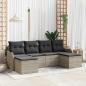 Preview: ARDEBO.de - 6-teiliges Garten Sofaset mit Kissen Hellgrau Poly Rattan, 2-Sitzer Garten Sofa mit Stauraum & Kissen Hellgrau Poly Rattan