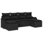 Preview: 6-teiliges Garten Sofa Set mit Kissen Schwarzes Poly Rattan, 2-Sitzer Garten Sofa mit Stauraum & Kissen Schwarzes Poly Rattan