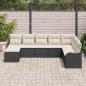 Preview: 8-teiliges Garten Sofa Set mit Kissen Schwarz Poly Rattan, 2-Sitzer Garten Sofa mit Stauraum & Kissen Schwarz Poly Rattan