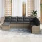 Preview: 8-teiliges Garten-Sofa-Set mit Kissen Grau Poly Rattan, 2-Sitzer Garten-Sofa mit Stauraum & Kissen Grau Poly Rattan