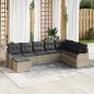 Preview: ARDEBO.de - 8-teiliges Garten Sofaset mit Kissen Hellgrau Poly Rattan, 2-Sitzer Garten Sofa mit Stauraum & Kissen Hellgrau Poly Rattan