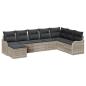 Preview: 8-teiliges Garten Sofaset mit Kissen Hellgrau Poly Rattan, 2-Sitzer Garten Sofa mit Stauraum & Kissen Hellgrau Poly Rattan