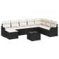Preview: 8-teiliges Garten Sofa Set mit Kissen Braun Poly Rattan, 2-Sitzer Garten Sofa mit Stauraum & Kissen Schwarz Poly Rattan