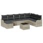 Preview: ARDEBO.de - 9 Teiliges Garten Sofa Set mit Kissen Grau Poly Rattan, 2-Sitzer Garten Sofa mit Stauraum & Kissen Hellgrau Poly Rattan
