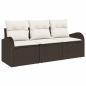 Preview: 3-teiliges Garten-Sofa-Set mit Kissen Braun Poly-Rattan, 2-Sitzer Garten-Sofa mit Stauraum und Kissen Braun Poly-Rattan