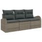 Preview: 3-Teiliges Garten Sofa Set mit Kissen Grau Poly Rattan, 2-Sitzer Garten Sofa mit Stauraum & Kissen Grau Poly Rattan