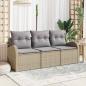 Preview: ARDEBO.de - 3-teiliges Garten Sofa Set mit Kissen Beige Poly Rattan, 2-Sitzer Garten Sofa mit Stauraum & Kissen Beige Poly Rattan