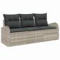 Preview: 3-teiliges Garten Sofa Set mit Kissen Hellgrau Poly Rattan, 2-Sitzer Garten Sofa mit Stauraum & Kissen Hellgrau Poly Rattan