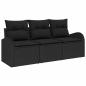 Preview: 3-teiliges Garten-Sofa-Set mit Kissen Schwarz Poly Rattan, 2-Sitzer Garten-Sofa mit Stauraum & Kissen Schwarz Poly Rattan