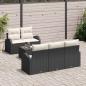 Preview: ARDEBO.de - 6-teilige Garten Sofa Set mit Kissen Schwarz Poly Rattan, 2-Sitzer Garten Sofa mit Stauraum & Kissen Schwarz Poly Rattan