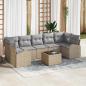Preview: ARDEBO.de - 8-teiliges Garten-Sofa-Set mit Kissen beige Poly Rattan, 2-Sitzer Garten-Sofa mit Stauraum & Kissen beige Poly Rattan