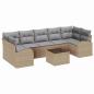 Preview: 8-teiliges Garten-Sofa-Set mit Kissen beige Poly Rattan, 2-Sitzer Garten-Sofa mit Stauraum & Kissen beige Poly Rattan