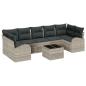 Preview: 8-teiliges Garten-Sofa-Set mit Kissen Hellgrau Poly Rattan, 2-Sitzer Garten-Sofa mit Stauraum & Kissen Hellgrau Poly Rattan