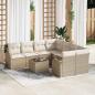 Preview: ARDEBO.de - 9-teiliges Garten Sofa Set mit Kissen Beige Poly Rattan, 2-Sitzer Garten Sofa mit Stauraum & Kissen Beige Poly Rattan