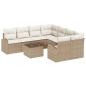 Preview: 9-teiliges Garten Sofa Set mit Kissen Beige Poly Rattan, 2-Sitzer Garten Sofa mit Stauraum & Kissen Beige Poly Rattan