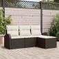 Preview: ARDEBO.de - 4-teiliges Garten Sofa Set mit Kissen Braun Poly Rattan, 2-Sitzer Garten Sofa mit Stauraum & Kissen Braun Poly Rattan