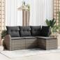 Preview: ARDEBO.de - 4-teiliges Garten Sofa Set mit Kissen Grau Poly Rattan, 2-Sitzer Garten Sofa mit Stauraum & Kissen Grau Poly Rattan