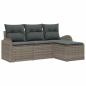 Preview: 4-teiliges Garten Sofa Set mit Kissen Grau Poly Rattan, 2-Sitzer Garten Sofa mit Stauraum & Kissen Grau Poly Rattan