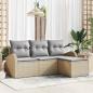 Preview: ARDEBO.de - 4-teiliges Garten-Sofa-Set mit Kissen Beige Poly Rattan, 2-Sitzer Garten-Sofa mit Stauraum & Kissen Beige Poly Rattan