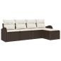 Preview: 5-teiliges Garten Sofa Set mit Kissen Braun Poly Rattan, 2-Sitzer Garten Sofa mit Stauraum & Kissen Braun Poly Rattan