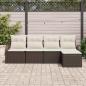 Preview: 5-teiliges Garten Sofa Set mit Kissen Braun Poly Rattan, 2-Sitzer Garten Sofa mit Stauraum & Kissen Braun Poly Rattan