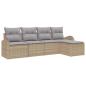 Preview: 5-teiliges Garten Sofa Set mit Kissen Beige Poly Rattan, 2-Sitzer Garten Sofa mit Stauraum & Kissen Beige Poly Rattan