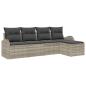 Preview: 5-teiliges Garten Sofa Set mit Kissen in Hellgrau aus Poly Rattan, 2-Sitzer Garten Sofa mit Stauraum & Kissen in Hellgrau aus Poly Rattan