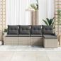 Preview: 5-teiliges Garten Sofa Set mit Kissen in Hellgrau aus Poly Rattan, 2-Sitzer Garten Sofa mit Stauraum & Kissen in Hellgrau aus Poly Rattan
