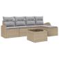 Preview: 6-teiliges Garten Sofa Set mit Kissen Schwarz Poly Rattan, 2-Sitzer Garten Sofa mit Stauraum & Kissen Beige Poly Rattan
