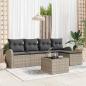 Preview: ARDEBO.de - 6-teiliges Garten-Sofa-Set mit Kissen Graues Poly-Rattan, 2-Sitzer Garten-Sofa mit Stauraum & Kissen Hellgraues Poly-Rattan