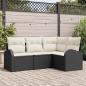 Preview: ARDEBO.de - 4-teiliges Garten Sofa Set mit Kissen Schwarz Poly Rattan, 2-Sitzer Garten Sofa mit Stauraum & Kissen Schwarz Poly Rattan