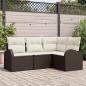 Preview: ARDEBO.de - 4-teiliges Garten-Sofa-Set mit Kissen Braun Poly Rattan, 2-Sitzer Garten-Sofa mit Stauraum & Kissen Braun Poly Rattan