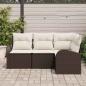 Preview: 4-teiliges Garten-Sofa-Set mit Kissen Braun Poly Rattan, 2-Sitzer Garten-Sofa mit Stauraum & Kissen Braun Poly Rattan