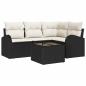 Preview: 4-teiliges Garten Sofa Set mit Kissen Braun Poly Rattan, 2-Sitzer Garten Sofa mit Stauraum & Kissen Schwarz Poly Rattan